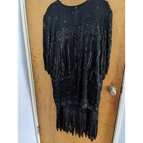 G-Unit Vintage Y2K Flapper Style Black Beaded Sequin 2 Piece Skirt Set Size 2x - Picture 3 of 8